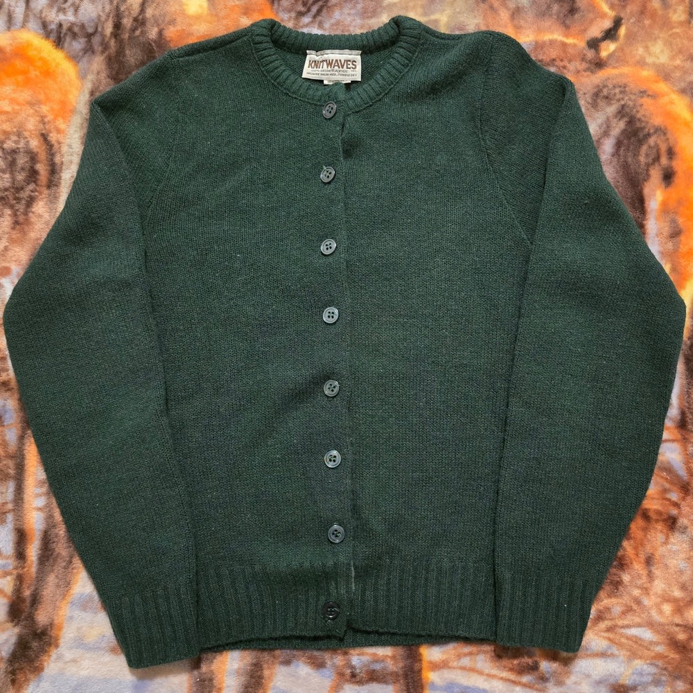 Vintage Knitwaves 100% Orlon Acrylic 80s Button Cardigan Knit Sweater sz Small